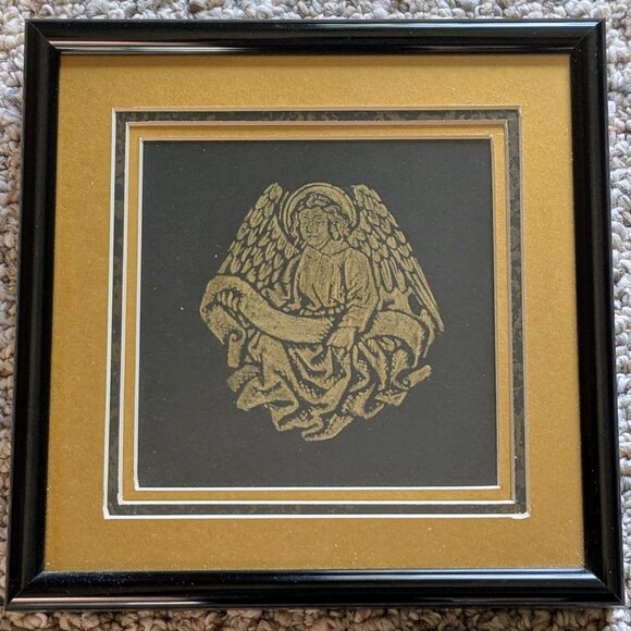 Professionally Handmade Framed Angel Man Evangelist St. Matthew Brass Rubbing - Picture 2 of 4